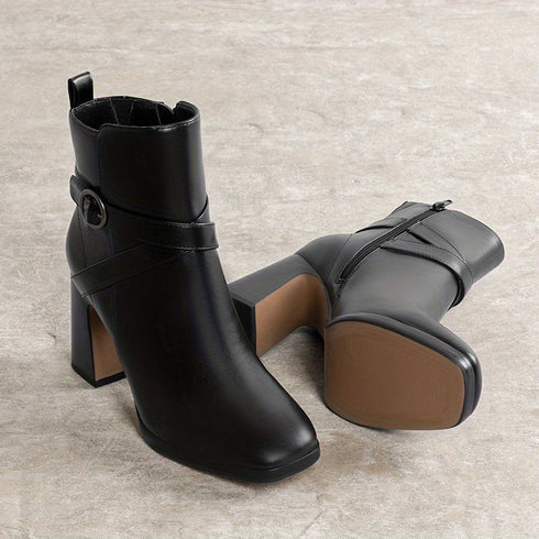 Winter-Stiefeletten für Damen mit Blockabsatz und runder Spitze