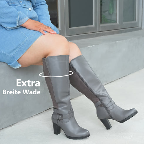 Kniehohe Stiefel für Damen I Hoch Chunky Absatz für alle Jahreszeiten und Anlässe