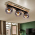 Vilda LED Deckenstrahler Holz Rauchglas 3-flammig