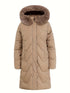 Damen Daunenjacke lang mit Fellkragen & Kapuze