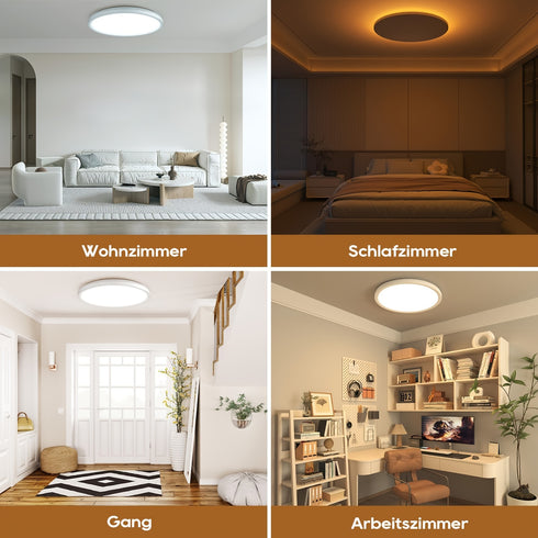 LichtGlanz Dimmbare LED-Deckenleuchte mit Fernbedienung - Rund für Schlafzimmer, Küche & Wohnzimmer - Einfache Installation, Energiesparend