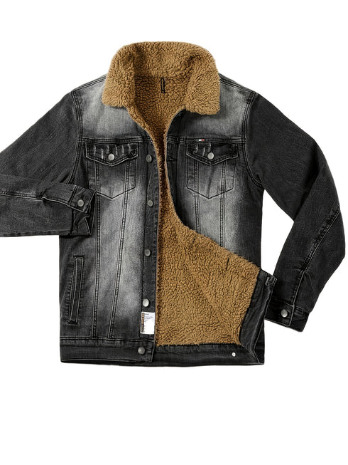 Helvorn Herren Winterjacke – Lamm Fleecekragen Slim Fit