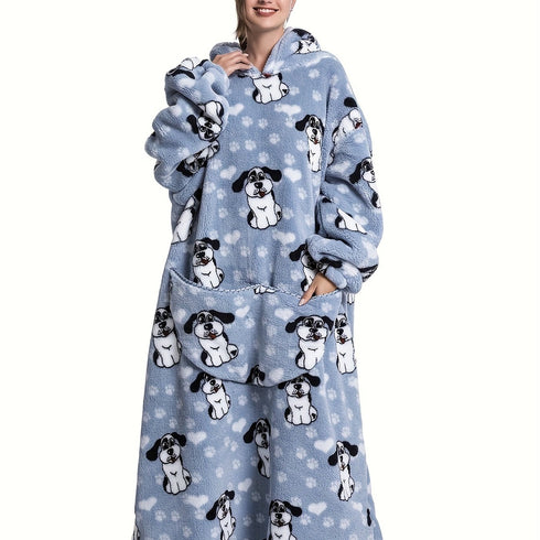 Langer Kapuzenpullover für Damen mit Kapuze und Fleece