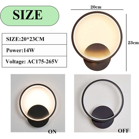 LumiRond Wandleuchte – 3 Farbtemperaturen, modernes rundes Design für Schlafzimmer, Wohnzimmer, Flure und Veranden