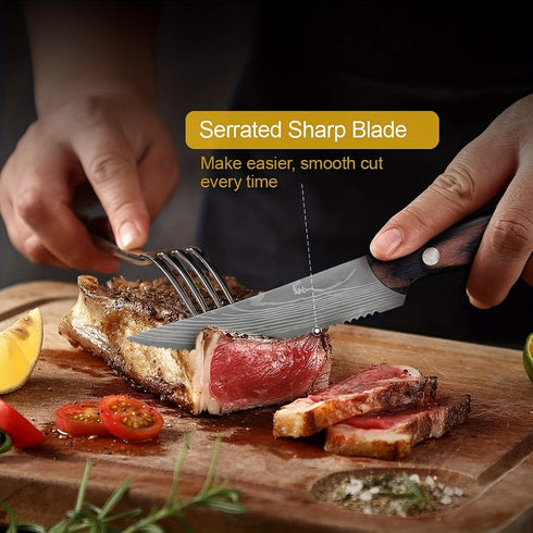 Kanzaki 6‑teiliges Steakmesser‑Set | Wellenschliff Edelstahl | Shiraki