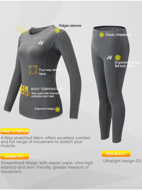 2er-Pack Damen Thermounterwäsche Set | Stretch & Wärme für Sport