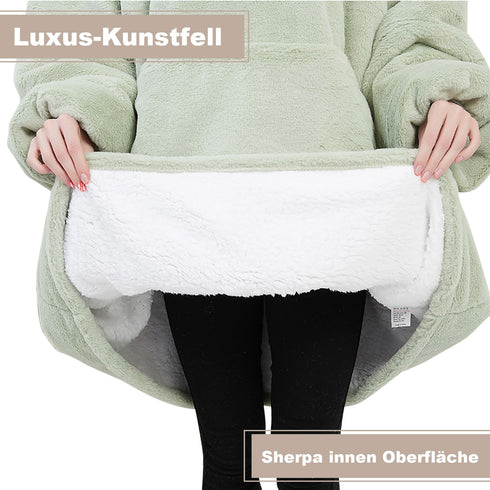 TV-Hoodie-Decke mit Ärmeln und Tasche | übergroß flauschig und gemütlich