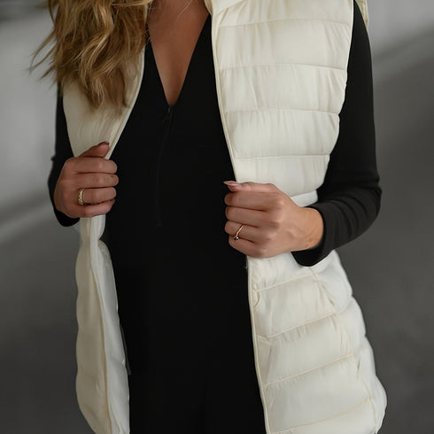 Daunenweste Damen | Kurze schlanke Winterweste ohne Kapuze