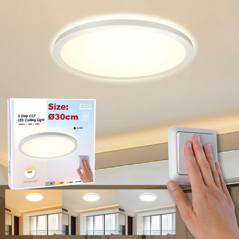 Lunos | Runde LED Deckenleuchte 30 cm – 3-Stufen Farbe