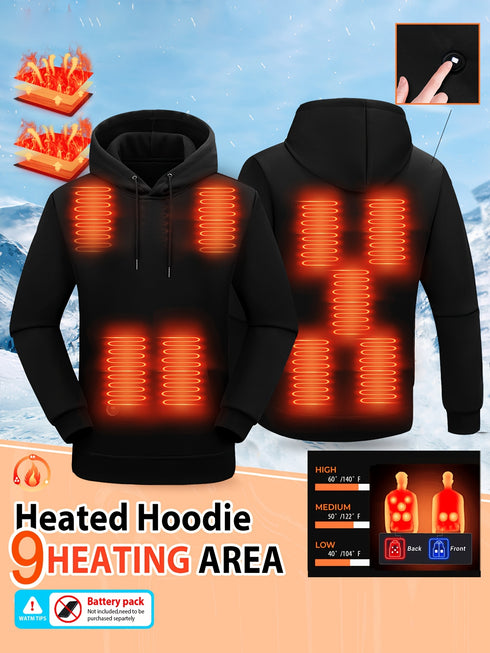 Beheizbarer Hoodie mit 9 Heizbereichen | USB-Aufladung Temperaturregelung Langer Ärmel