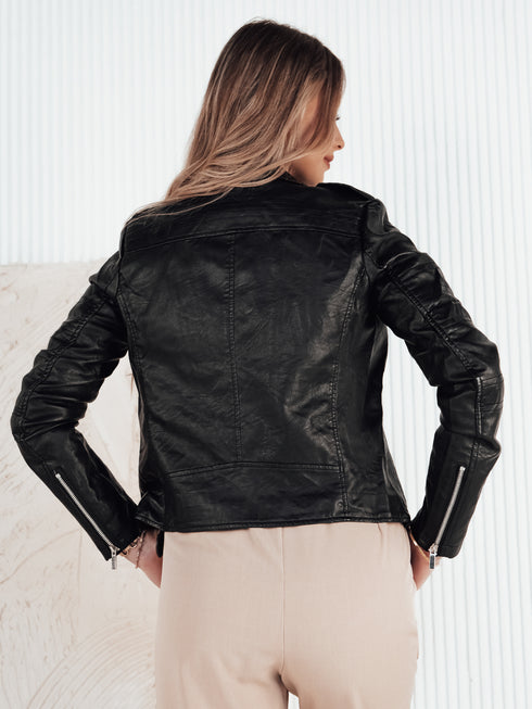 Kurze Damen-Lederjacke mit Zippern & Klappen | stylischer Bikerlook