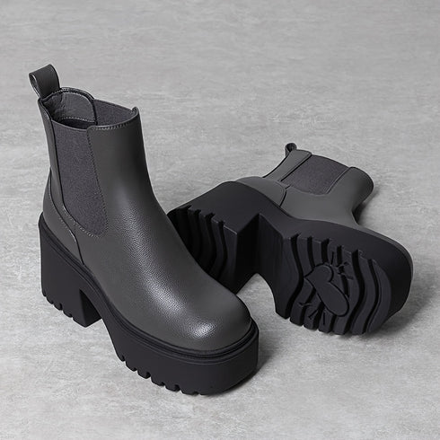 DAMEN PLATEAU BLOCKABSATZ STIEFELETTEN