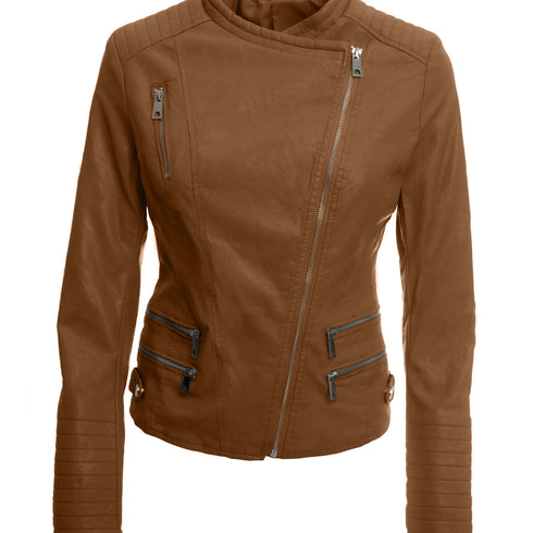 KURZE DAMEN-BIKERJACKE | MIT TASCHEN SEITENREISSVERSCHLÜSSEN