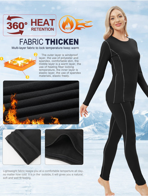 Thermounterwäsche-Set Damen | Fleece-gefütterter Turtleneck und Hose