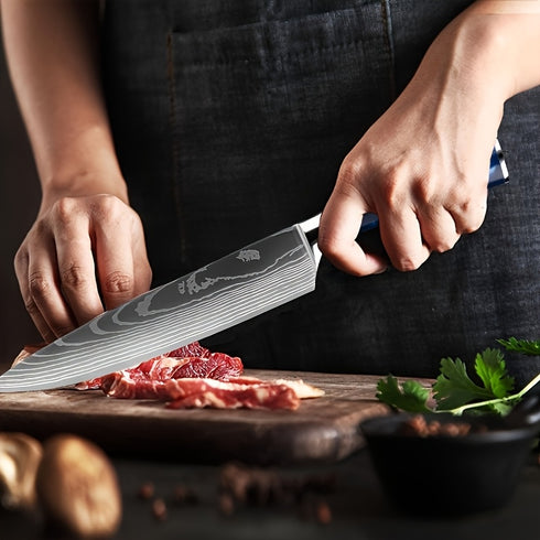 Akatsuki 10-teiliges Kochmesser-Set mit Damast-Design | Shiraki