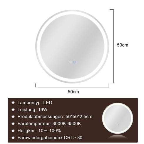 Lumora | LED Runder Badezimmerspiegel mit Dimmbar Beleuchtung
