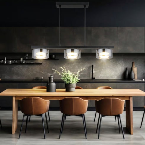 LED-Pendelleuchte in Schwarz mit Rauchglas 3-flammig | Esbjerg