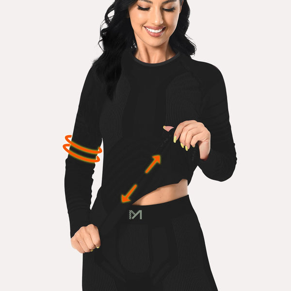 2-Pack nahtlose Thermo-Unterwäsche Damen | Long Sleeve und Leggings