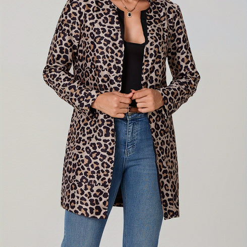 Aurelia Damen Cardigan mit Leopardenmuster – warmer V-Ausschnitt & Club-freizeitlook | Shiraki