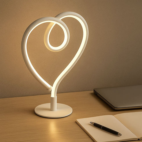 LED Herz Tischlampe Weiß – Nachtlicht für Schlafzimmer Wohnzimmer und Kinderzimmer