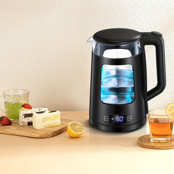 1,7L Glas Wasserkocher | 2200W, 5 Temperaturstufen Warmhaltefunktion Schnellkochend