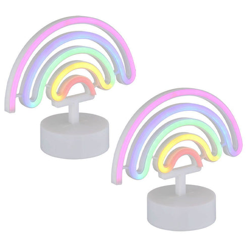 2 Stück LED-Neon-Tischlampe | weißes Neon‐Design dekoratives Licht für Kinderzimmer