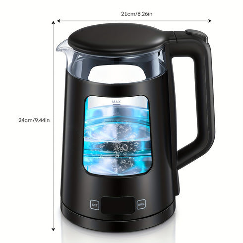 1,7L Glas Wasserkocher | 2200W, 5 Temperaturstufen Warmhaltefunktion Schnellkochend