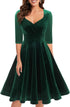 Yumi 1950er Vintage Retro Cocktailkleid Rockabilly V-Ausschnitt Faltenrock Abendkleid Partykleid