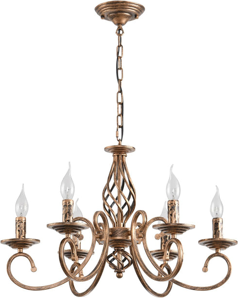 Camille E14 Kronleuchter 6-Flammen Landhaus Bronze | Shiraki