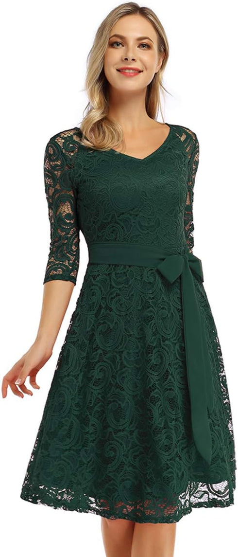 Mieki Vintage Brautjungfernkleid – Knielang, Spitze, Cocktailkleid, Hochzeitskleid