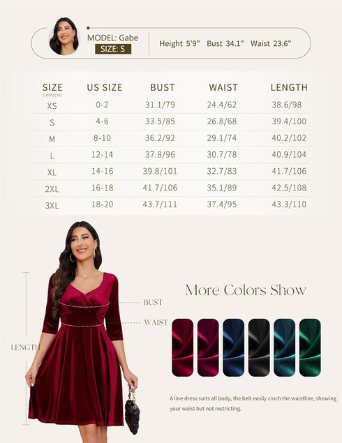 Yumi 1950er Vintage Retro Cocktailkleid Rockabilly V-Ausschnitt Faltenrock Abendkleid Partykleid