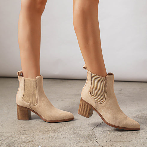 Stiefeletten mit Absatz für Damen | Slip-On-Stiefeletten mit spitzen Zehen