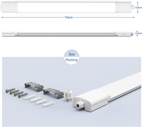 Serena LED Feuchtraumleuchte 120 cm 36W IP65 | Shiraki