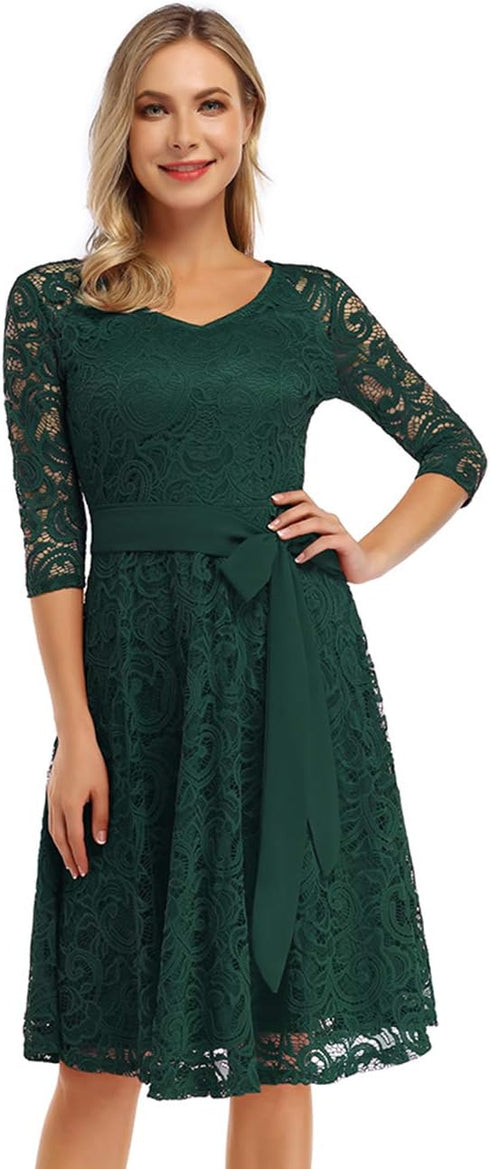 Mieki Vintage Brautjungfernkleid – Knielang, Spitze, Cocktailkleid, Hochzeitskleid