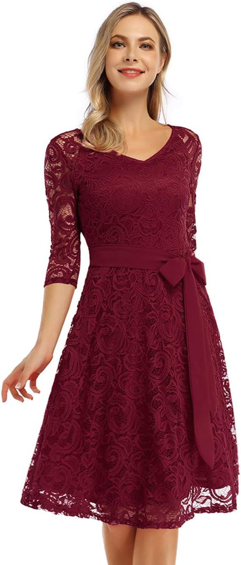 Mieki Vintage Brautjungfernkleid – Knielang, Spitze, Cocktailkleid, Hochzeitskleid