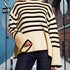 Übergroßer Damen Rollkragenpullover mit Streifen Pullover