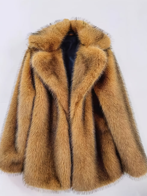 Langer Damen Fellmantel mit Kunstpelz | warm stylisch & edel