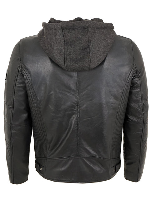 Helgarnox Herren Lederjacke mit Kapuze – echtes Lammleder