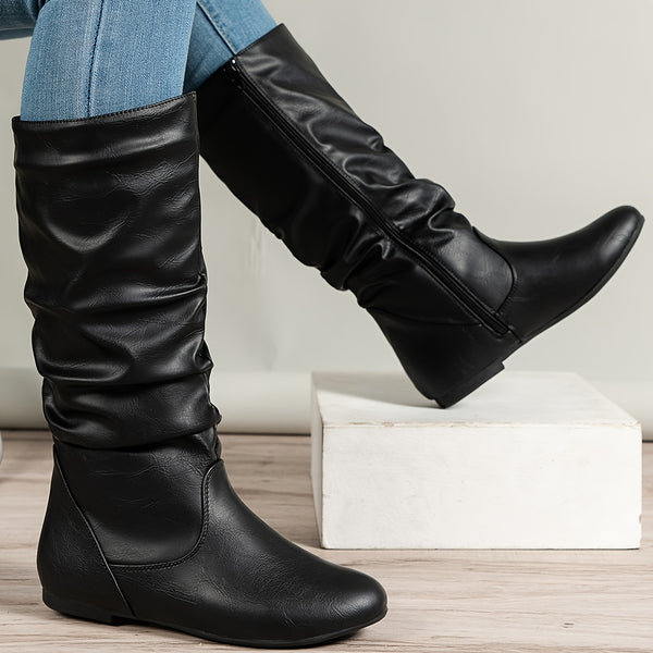 DAMEN-STIEFELETTEN MIT SEITLICHEM REISSVERSCHLUSS, RUTSCHFESTER GUMMISOHLE, WEICHEM STOFFFUTTER UND NIEDRIGEM PLATEAUABSATZ