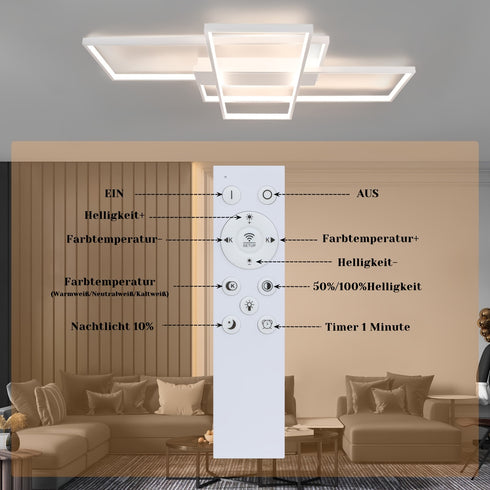 LumiFlex LED-Deckenleuchte - Dimmbar, Farbwechsel, Fernbedienung
