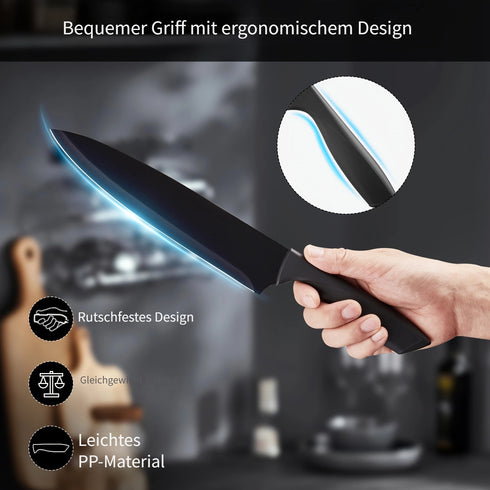 Messerblock-Set 13 Stück | BO-Oxidation Edelstahl | Selbstschärfer & Anti-Slip Griffe