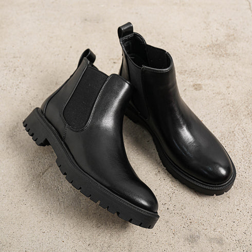 DAMEN CHELSEA-STIEFELETTEN MIT NIEDRIGEM ABSATZ – MODISCHE SCHLUPFSTIEFEL MIT ELASTISCHEM SCHAFT FÜR DEN HERBST