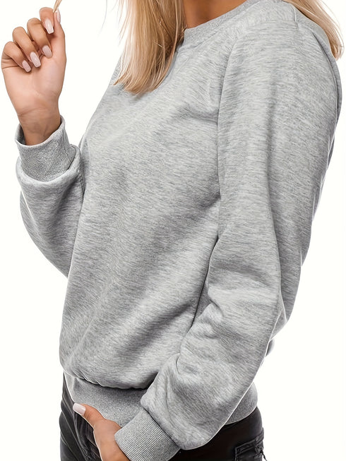 Minimalistisches Damen-Sweatshirt | Rundhalsausschnitt aus massiver Baumwolle