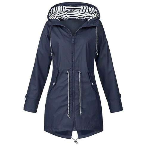 DAMEN WINDDICHTE REGENJACKE MIT KAPUZE | TAILLIERTER SCHNITT