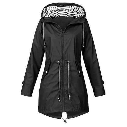 DAMEN WINDDICHTE REGENJACKE MIT KAPUZE | TAILLIERTER SCHNITT