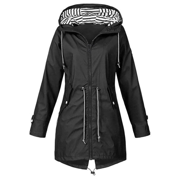 DAMEN WINDDICHTE REGENJACKE MIT KAPUZE | TAILLIERTER SCHNITT