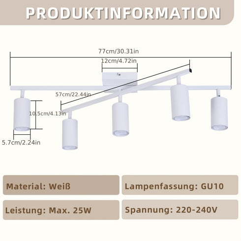 LeuchtGlow Deckenleuchte Moderne drehbare Deckenleuchte für Wohnzimmer, Küche