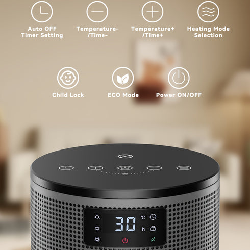 Tragbarer PTC-Keramik-Lüfter 1500 W | Schnelle Erwärmung Energieeinsparung kompakt