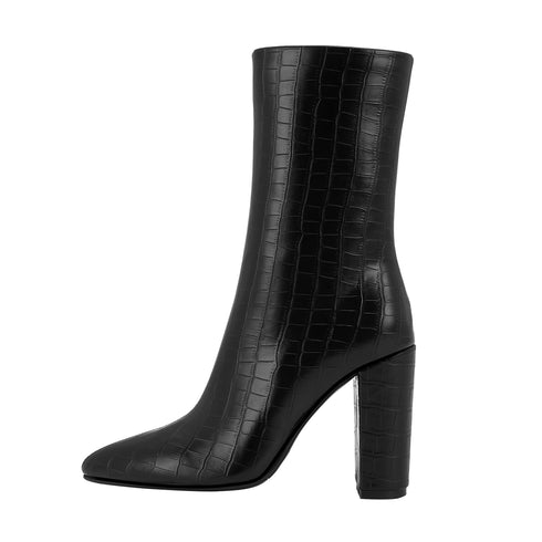 DAMEN-STIEFELETTEN BIS ZUR WADENMITTE MIT STEINMUSTER