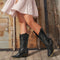 VINTAGE DAMEN-WESTERNSTIEFEL MIT BESTICKTEM SCHAFT UND SPITZKAPPE – REITSTIEFEL